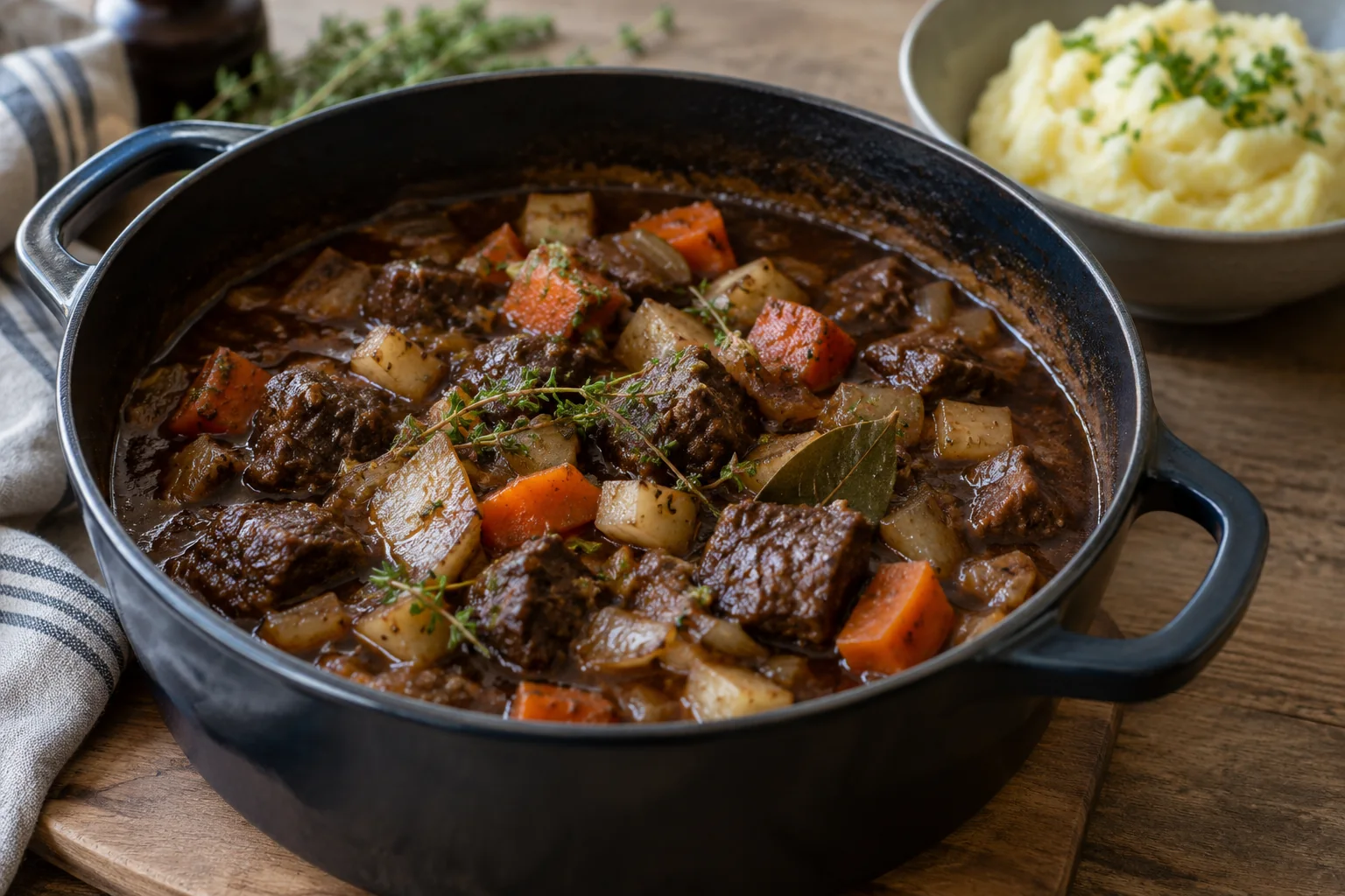 Krondyrragout med rødvin, gulerødder og selleri