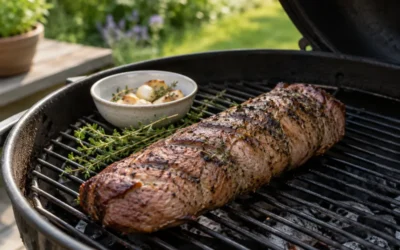 Dådyr filet på grill med timian og hvidløg