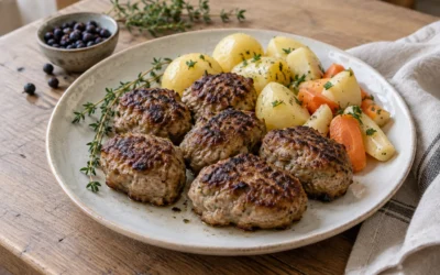 Vildtfrikadeller med enebær og timian