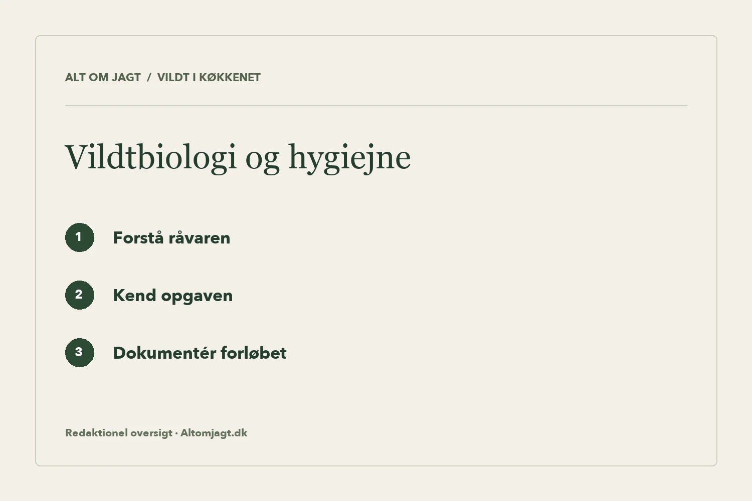 Vildtbiologikursus: redaktionel oversigt over forståelse, opgave og dokumentation